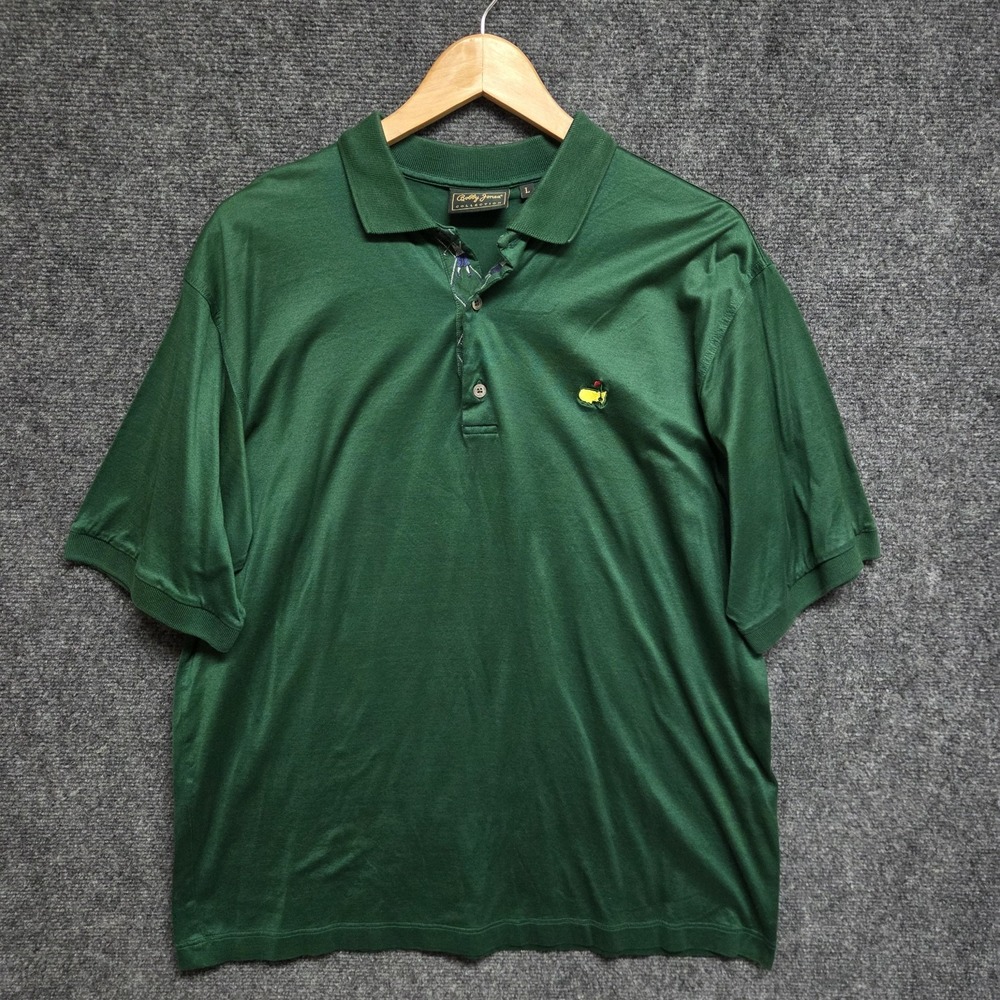 Bobby Jones Polo Shirt Mens Large Green Augusta Masters Logo Golf Made Italy